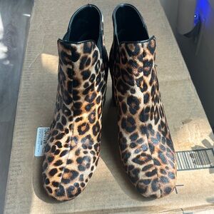 White House Black Market Leopard Print Ankle Booties